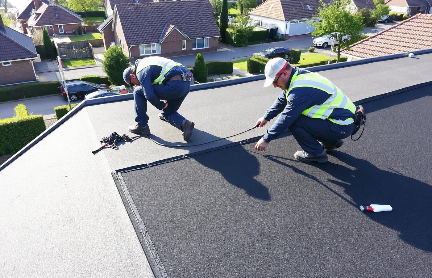 Dakdekkers aan het werk